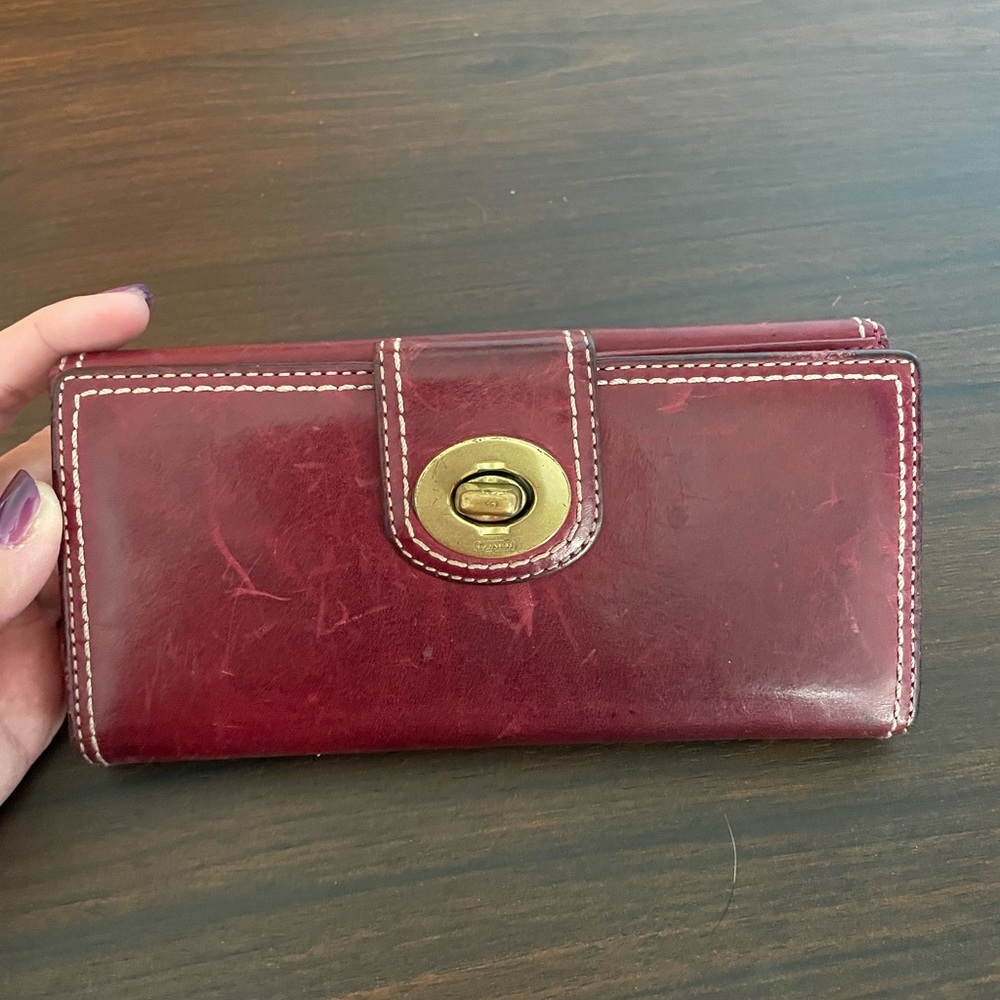 Coach Wine Colored Large Wallet